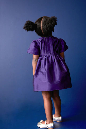 |Girl| Vestido Pintuck Tafetá - Purple (3 meses a 10 anos)