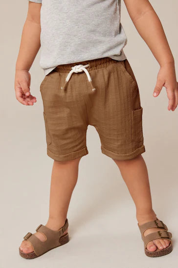 |Boy| Shorts De Jersey Texturizados Leves - Castanho Castanho (3 meses - 7 anos)