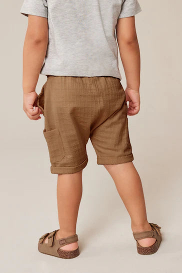 |Boy| Shorts De Jersey Texturizados Leves - Castanho Castanho (3 meses - 7 anos)