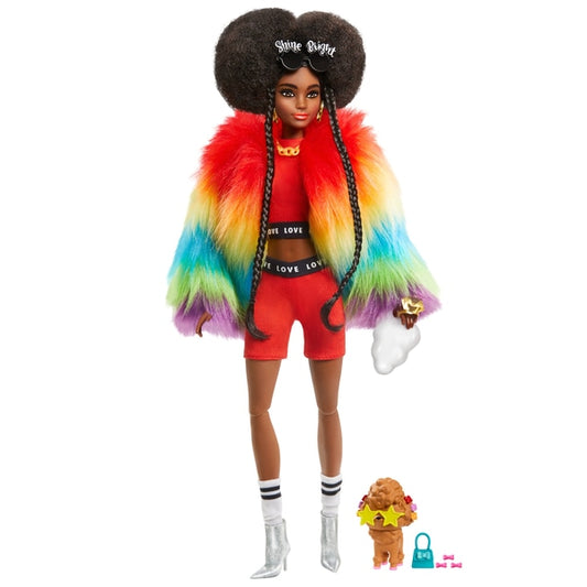 Barbie Extra Doll Com Casaco de Arco-Iris e Cachorrinho
