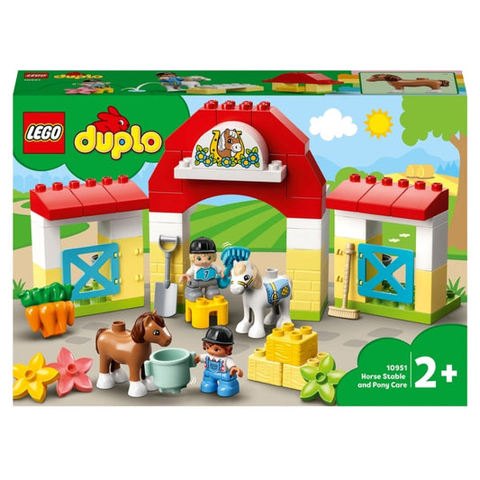 LEGO DUPLO - 10951 - Juguete para cuidar ponis y establo urbano para niños pequeños 