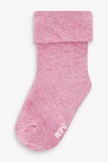 |BabyGirl| Pacote com 4 meias roll top para bebê-Pink (0 meses a 2 anos)