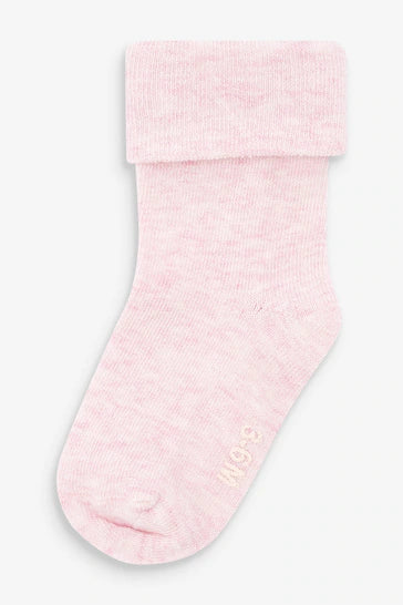 |BabyGirl| Pacote com 4 meias roll top para bebê-Pink (0 meses a 2 anos)