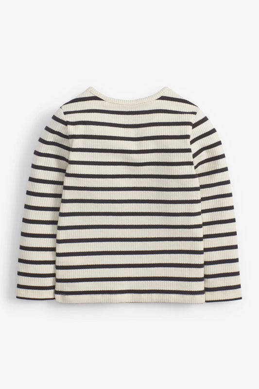 |Niña| Camisa de canalé a rayas - Negro/Blanco (3 meses-8 años)