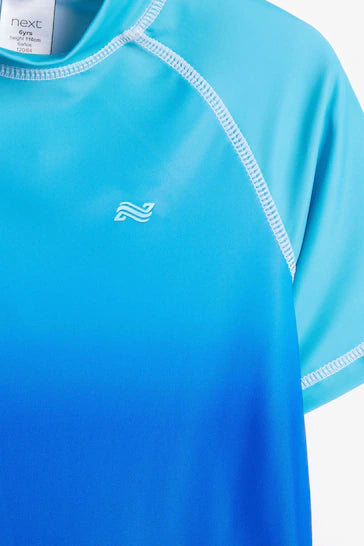 |Boy| Colete De Manga Curta Sunsafe Rash - Blue Ombre (3-16 anos)