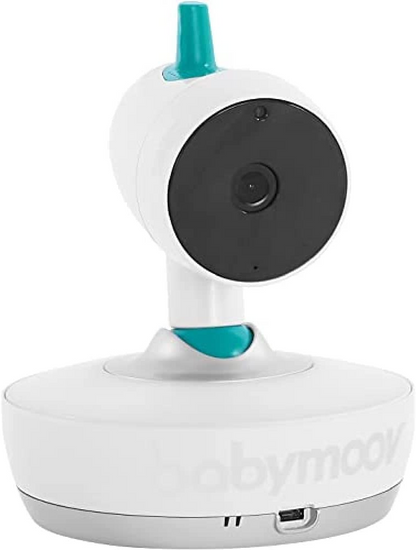 Babymoov Monitor de bebê de vídeo motorizado YOO Moov com câmera e visão noturna, retorno de 2 vias, zoom, panorâmica e inclinação remotas, luz noturna, indicador de temperatura