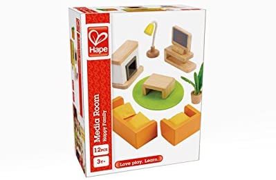 Hape - Sala multimedia - Accesorios para casas de muñecas de madera