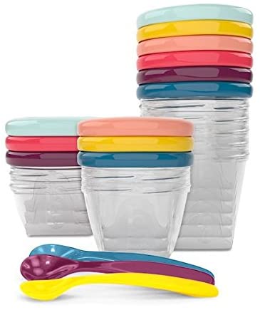 Babymoov Conjunto de potes de armazenamento hermético com colheres macias para bebês