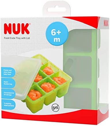 NUK - Bandeja de Cubo de Comida com Tampa para Congelar Comida 60ml -  6 meses+ - Verde