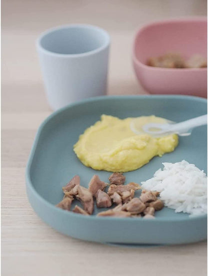 BEABA - Set de alimentación de silicona - 4 piezas - Rosa eucalipto 