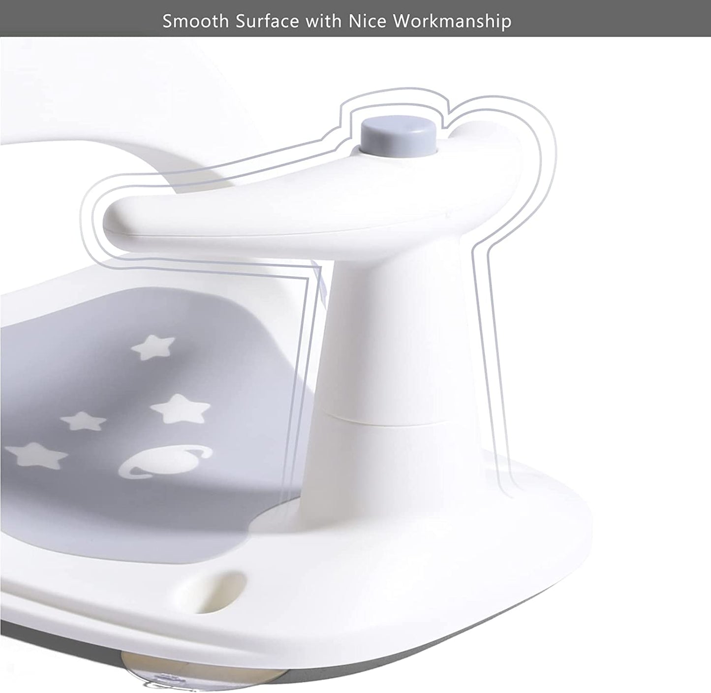 Bebamour - Assento de Banho com Base de Ventosa Reclinável de 3 Posições - (6-18 meses) - Cinza