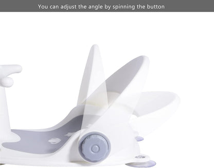 Bebamour - Assento de Banho com Base de Ventosa Reclinável de 3 Posições - (6-18 meses) - Cinza