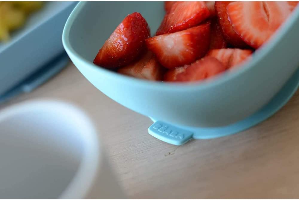 BEABA - Set de alimentación de silicona - 4 piezas - Azul selva 