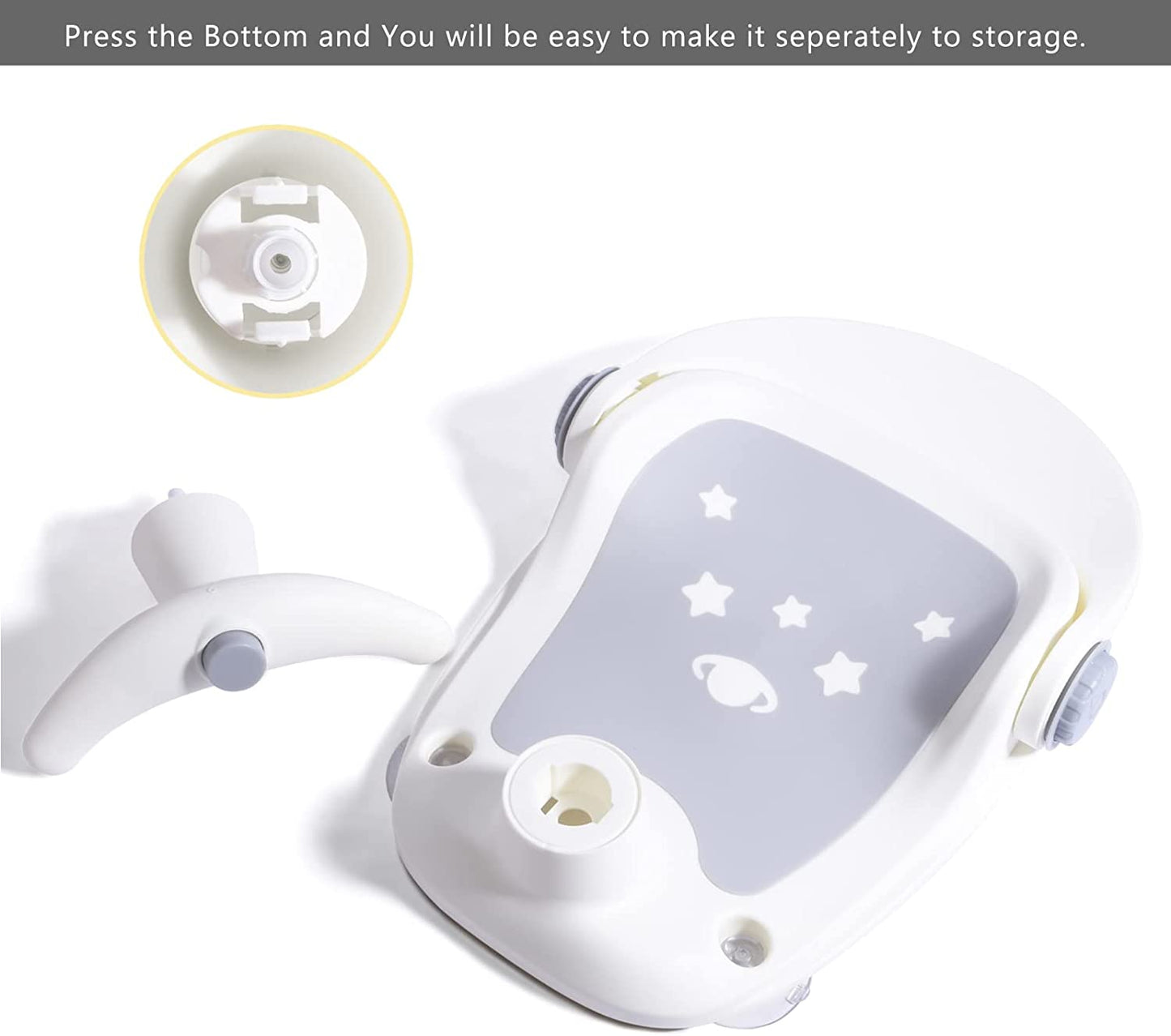 Bebamour - Assento de Banho com Base de Ventosa Reclinável de 3 Posições - (6-18 meses) - Cinza