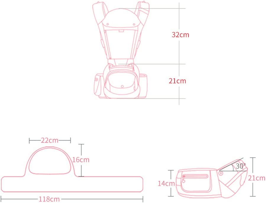 Bebamour - Canguru de Transporte de Bebê - 3 babadores - Dobrável - Air Grey