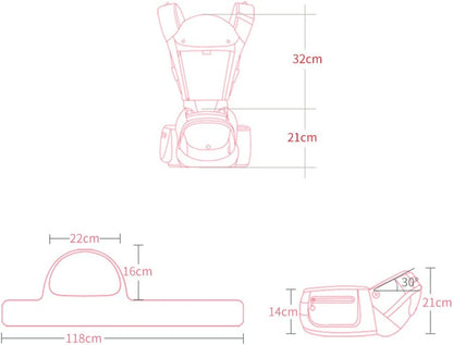 Bebamour - Canguru de Transporte de Bebê - 3 babadores - Dobrável - Air Grey