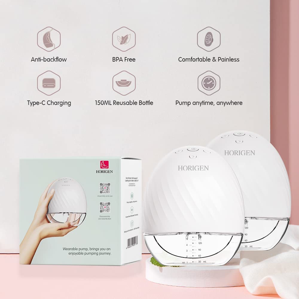 Horigen - Bomba Extratora de Leite Elétrica Portátil Recarregável - Branco