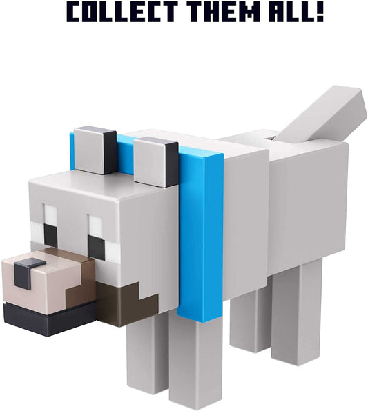 Minecraft Build Wolf Figura de acción, 3.25 pulgadas, con 1 pieza para construir un portal y 1 accesorio, juguete de construcción inspirado en videojuegos, regalo coleccionable para fanáticos y niños de 6 años en adelante