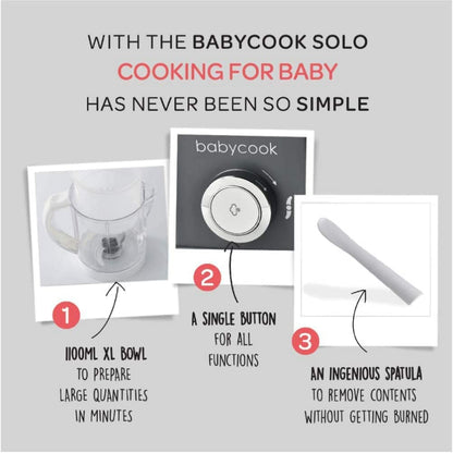 BEABA - Babycook Solo - Processador, Liquidificador, Cozimento a Vapor Rápido - Cinza Escuro