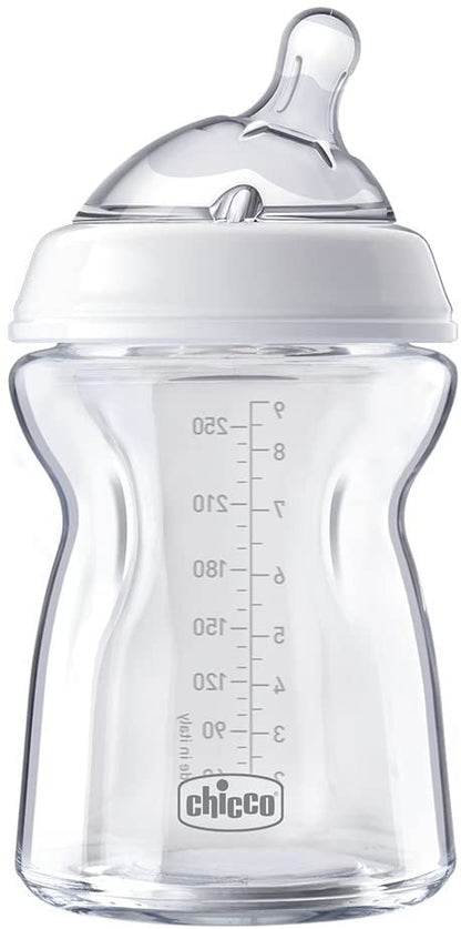 Chicco - Mamadeira de vidro Anti-Cólica Natural Feeling para 0+ meses, 150 ml