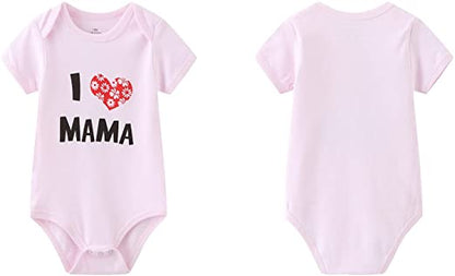 MAMIMAKA recém-nascidos unissex para bebê com 2 macacões sólidos Macacão gêmeos I Love Papa I Love Mama Bodysuits de 0 a 24 meses para meninos e meninas