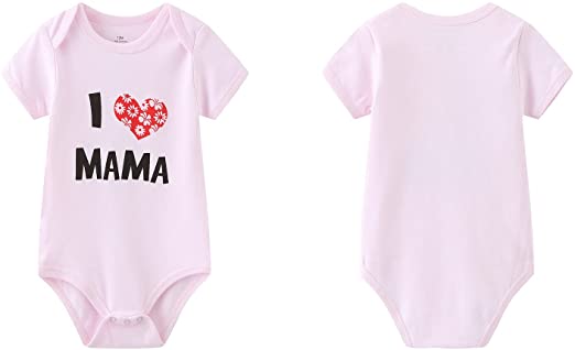 MAMIMAKA Recién Nacido Unisex Bebé 2 Conjuntos Mamelucos Sólidos Gemelos I Love Papa I Love Mama Body 0-24 Meses para Niños Niñas