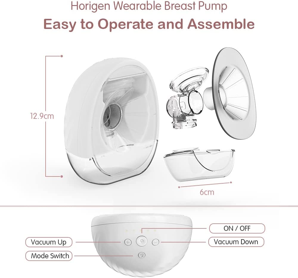 Horigen - Bomba Extratora de Leite Elétrica Portátil Recarregável (duplo) - Branco