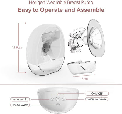 Horigen - Bomba Extratora de Leite Elétrica Portátil Recarregável (duplo) - Branco