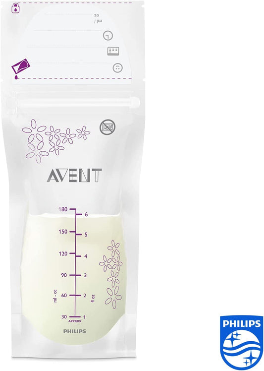 Philips Avent SCF603/25 Embalagem com 25 para bolsas armazenamento de leite materno, 180 ml, branco