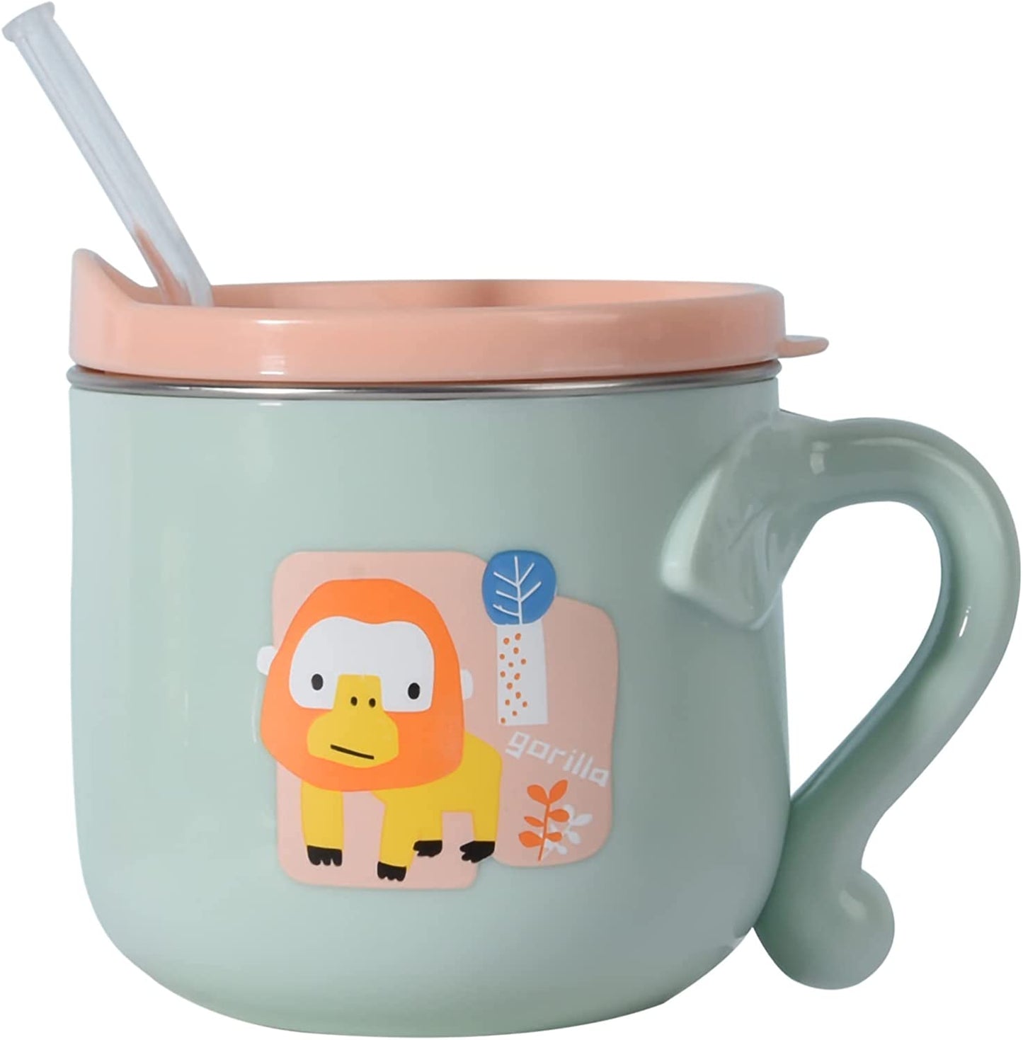 Bebamour - Copo com Tampa, Canudo e Alça Única - 180ml - Rosa