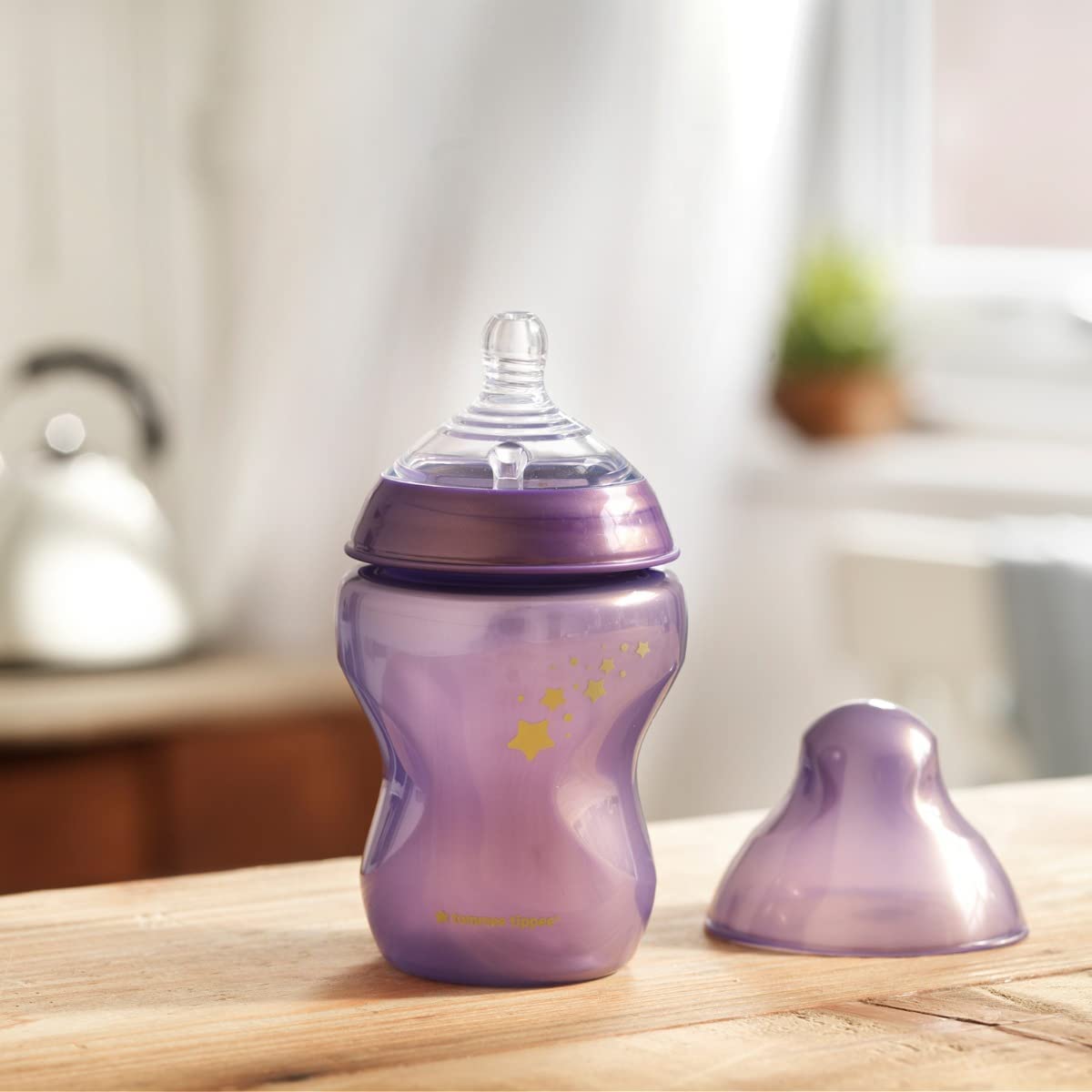 Tommee Tippee e Nuby - Mamadeira Anti-cólica - 260 ml com Chupetas Ortodônticas - Kit 5 peças - 0-6 meses - Midnight Skies