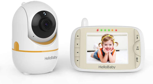 HelloBaby - Babá Eletrônica com câmera panorâmica-inclinação-zoom remota, LCD de 3,2 ''