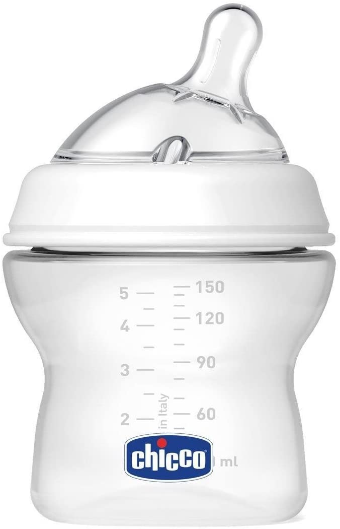 Chicco - Mamadeira fluxo normal natural com bico inclinado, 0M +, 150 ml