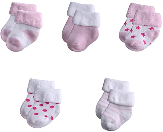 MAMIMAKA unisex bebé niño Pack 5 unidades de calcetines para y niña de 0 a 12 meses de calcetines calentitos de algodón