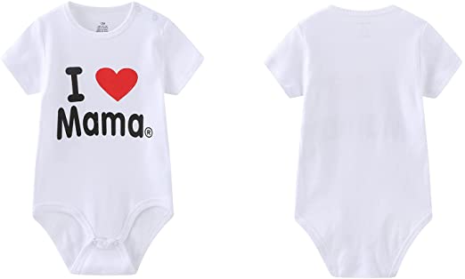 MAMIMAKA recém-nascidos unissex para bebê com 2 macacões sólidos Macacão gêmeos I Love Papa I Love Mama Bodysuits de 0 a 24 meses para meninos e meninas