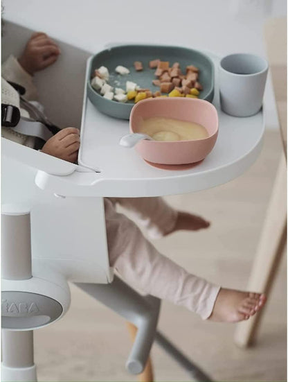 BEABA - Set de alimentación de silicona - 4 piezas - Rosa eucalipto 