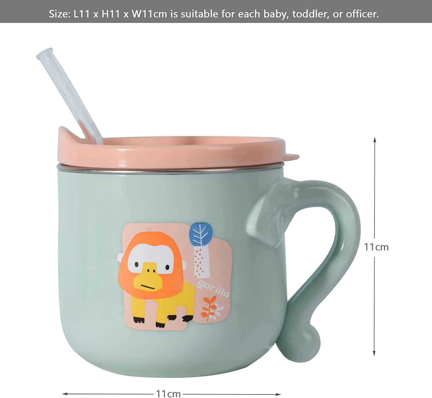 Bebamour - Copo com Tampa, Canudo e Alça Única - 180ml - Rosa