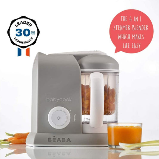 BEABA - Babycook Solo - Processador, Liquidificador, Cozimento a Vapor Rápido - Cinza