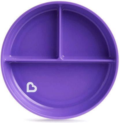 Munchkin Stay Put Purple Plate & Miracle Cup Purple 360 7oz & Munchkin Splash Talheres Set Purple *** Etiquetas à prova d'água incluídas para personalizar seu kit **