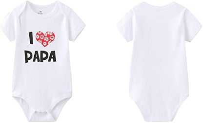 MAMIMAKA unissex para bebê com 2 macacões sólidos recém-nascidos Macacão  gêmeos I Love Papa I Love Mama Bodysuits de 0 a 24 meses para meninos e meninas