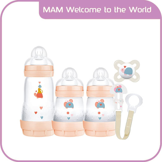 MAM - Set Biberón + 1 Chupete My Birth Nature - Kit de 5 - Rosa 
