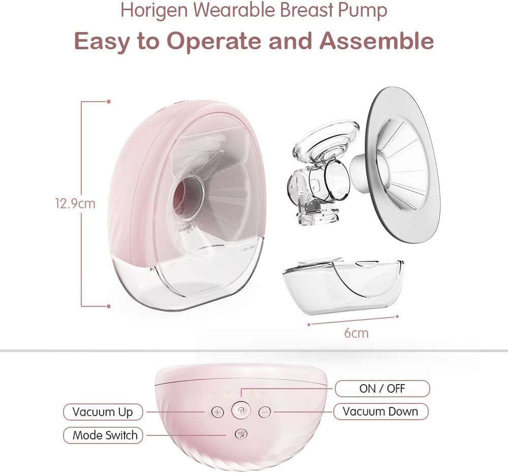 Horigen - Bomba Extratora de Leite Elétrica Portátil Recarregável - Rosa