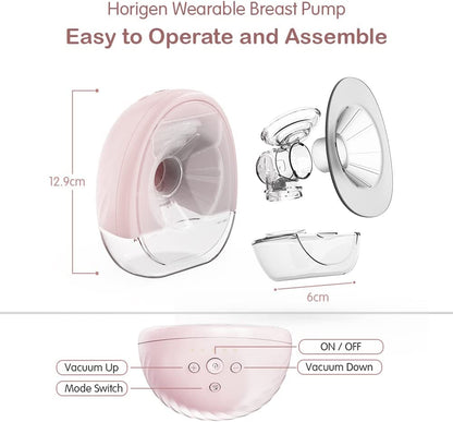 Horigen - Bomba Extratora de Leite Elétrica Portátil Recarregável - Rosa