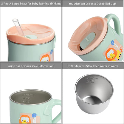 Bebamour - Copo com Tampa, Canudo e Alça Única - 180ml - Rosa