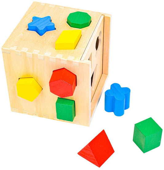 Melissa &amp; Doug Cubo clasificador de formas - Juguete de desarrollo y habilidades motoras