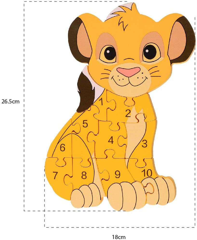 Orange Tree Toys Disney Lion King Simba Wooden Number Puzzle