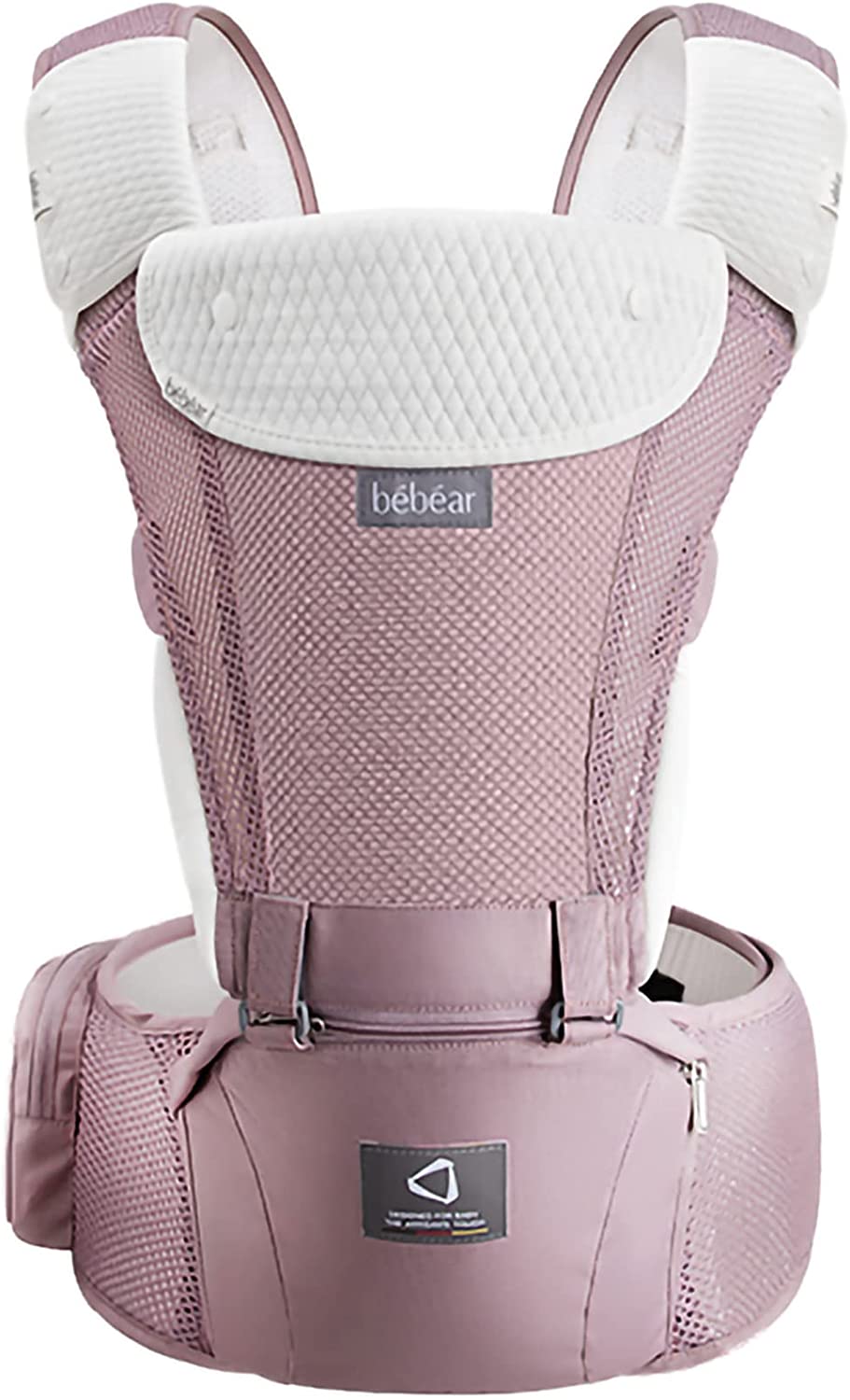 Bebamour de bebê Carrinho 3-36 meses 6 em 1 assento de quadril com 3 almofadas de baba (carrinho de bebê, rosa empoeirado)