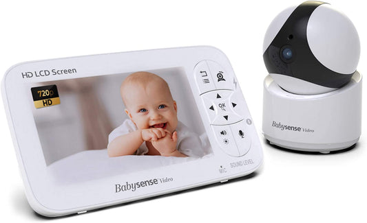 Babysense - Monitor de vídeo para bebês com câmera panorâmica e zoom e tela grande de 5 polegadas