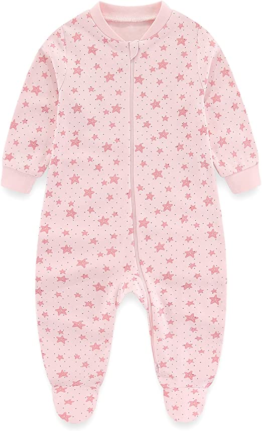 MAMIMAKA Pijamas unisex para bebé recién nacido, pijamas de algodón con cremallera de 2 vías para dormir y jugar, edades de 4,0 a 18 meses