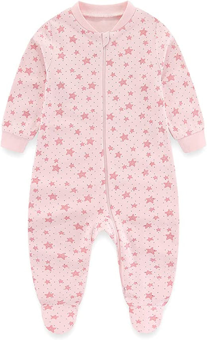 MAMIMAKA Pijamas unisex para bebé recién nacido, pijamas de algodón con cremallera de 2 vías para dormir y jugar, edades de 4,0 a 18 meses